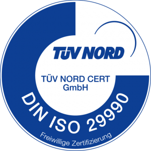 Yoga Campus, TÜV Nord, ISO 29990 zertifiziert